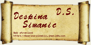 Despina Simanić vizit kartica